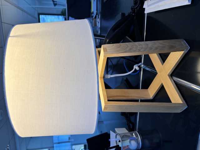 Lampade da tavolo Lorefar BLISS 43 x 25 cm - FARO BARCELON con Base in legno e Paralume in tessuto colore bianco 
